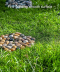 6 Pack Natural River Rock Hexagon Stepping Stones For Garden Pathway Mats With Non Slip Mesh Backing on grass surface