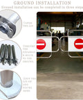 Heavy Duty Self Closing Swing Gate With Spring Loaded Security And One Way Post Mount Rig For Yards Warehouses Or Industrial Fences showing installation steps.