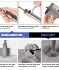 Workhorse Concrete Hole Saw Kit 11 Piece Set With 30 40 65 80 100 MM Bits SDS Plus Max Shank installation steps guide