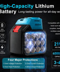 High capacity lithium battery for Heavy Duty Brushless Cordless Rebar Threading Machine With Super High Torque Motor.