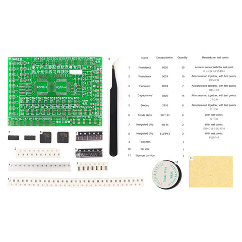 SMD Soldering Practice Kit For DIY SMT Welding Training Board Set With 8 Practice Boards And 77 SMD Components FR4 PCB Kit