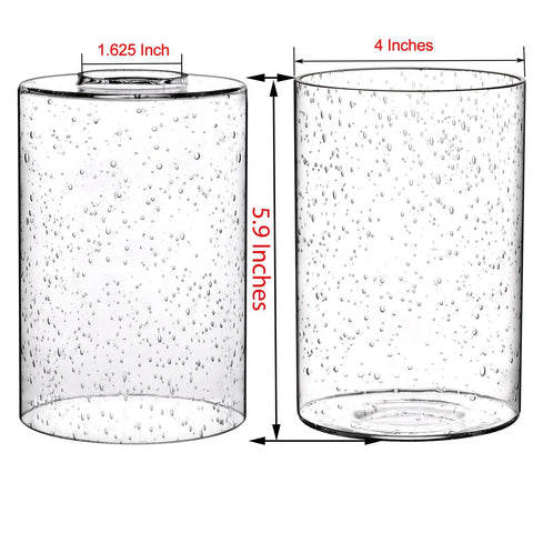 Three Pack 6 Inch Seeded Bubble Glass Light Shades With 4 Inch Top And Bottom Diameters And 1-5/8 Inch Fitter