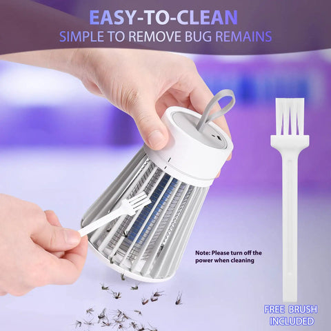 Rechargeable Mosquito Zapper Cordless USB Charge, 600V Grid With Safety Shield, 360 Degree Coverage handheld being cleaned