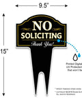 No Soliciting Yard Sign For Home And Business Made From Heavy Duty DiBond Aluminum Weatherproof Outdoor Metal Sign That Keeps Solicitors Away
