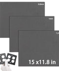 Terixe 3-pack gasket sheet set, non-asbestos high-temp material, 15x11.8 in, 0.8/1/1.2 mm thick, gray