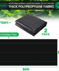 Heavy Duty Weed Barrier Landscape Fabric 3ft X 100ft 3.2oz Woven Garden Cloth For Beds And Lawns Easy Setup Durable Polypropylene Weed Control Cloth For Long Lasting Backyard Landscaping, folded 3x50ft sections in 2 pack