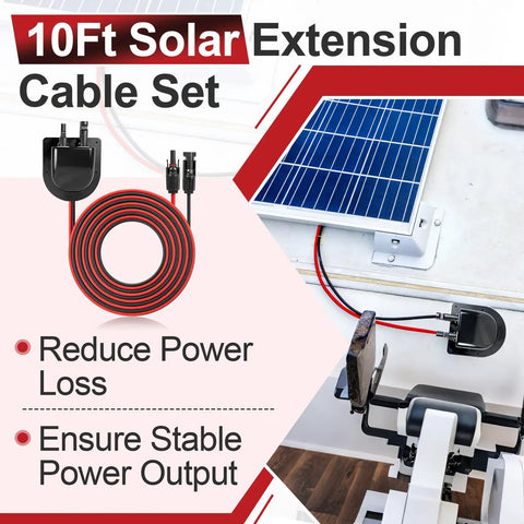 Cable Entry Gland Kit With 10Ft 10AWG Solar Extension Cable And MC4 Connectors Solar Junction Box for RV Boat Camper Van Garage