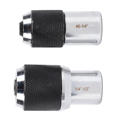 Solid Two Piece Tap Socket Set With 3/8 Drive Socket A Extractors, Heavy Duty Alloy Steel Thread Tap Removers, two socket sizes.