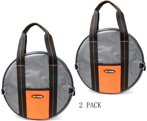 Heavy Duty Jumper Cable Organizer Bag That Straight Up Keeps Your EV Charging Cords Extension Lines And Tow Straps Snag Free With Zero Sweat Using A Secure Zipper And Sturdy Handle, 14.5 inch gray round bags.