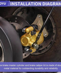 Go Kart Brake Master Cylinder Caliper Bolt On Kit With 69 Inch Hydraulic Hose For Coleman KT196 GK200 196cc 6.5HP Replacement Parts Installed