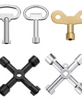 Handy Home DIY Utility Key Kit 6 Piece Plumber Key Set with spanner and four-way cross keys for repairs.