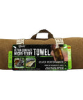 Quick Dry Microfiber Towel For In Field Or Gym Large 30 By 50 Inches In Coyote Color Ultra Absorbent And Ultra Compact With Snap Loop