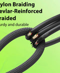 Close-up of Heavy Duty Two Pack Guitar Cable Ten Foot Each With Kevlar Reinforced 20 AWG 99.99 Percent OFC Copper