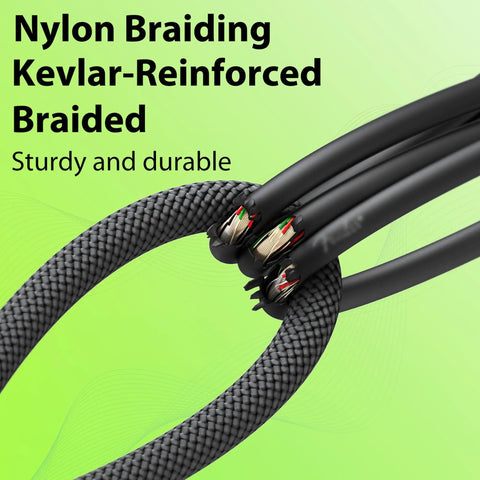 Close-up of Heavy Duty Two Pack Guitar Cable Ten Foot Each With Kevlar Reinforced 20 AWG 99.99 Percent OFC Copper