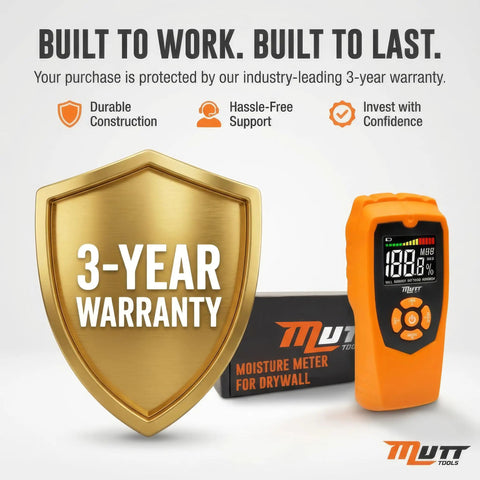 Pinless Moisture Meter For Drywall And Wood Two Inch Scan Detect Hidden Water Damage Behind Walls With Quick Readings Pro Grade Lumber Moisture Tester For DIYers And Pros, 3-year warranty