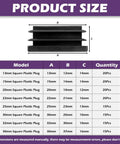 140Pcs Square Tubing End Caps Kit, Eight Sizes From 1/2 Inch To 1-1/2 Inch And Three Colors, size chart and diagram
