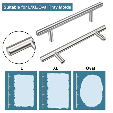 14 Piece Tray Handle Set for Resin Crafts and Cabinet Doors Stainless Steel Pulls With Screws suitable for L/XL/Oval molds.