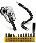 105 Degree Right Angle Drill Adapter For Tight Spaces Flexible Extension Bit Kit For Impact Drivers And Magnetic Screwdriver Sockets Quick Swap And Narrow Corner Reach For Drill And Screwdriver, showing bits and flexible shaft