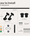 Components of Outdoor Aluminum Handrail Kit For Stairs Decks And Porches Cut To Fit One And A Half Inch Round White Rail
