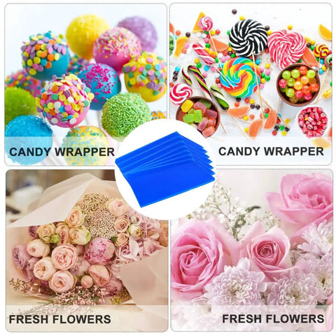 Blue Cellophane Flower Wrapping Paper Pack for Florists and DIY Peeps, Gift Box Wrapping, Table Coverings, Scrapbooking.