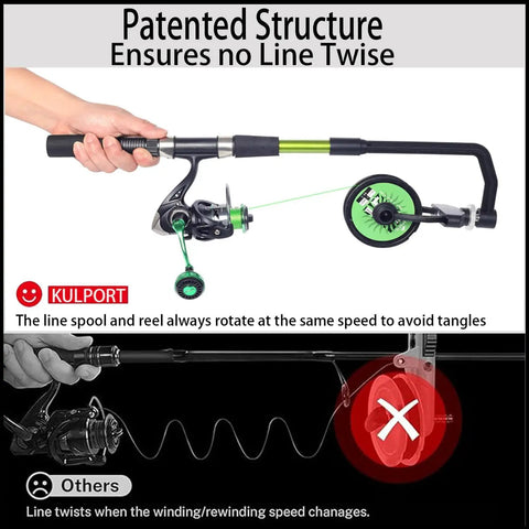 Adjustable Fishing Line Spooler For Casting Spinning And Trolling Reels No Line Twist Portable Line Winder patented structure