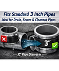1 Piece 3 Inch Mechanical Test Plug With Steel Pipe Gripper And Wing Nut Reusable Drain And Sewer Pipe Plug For Plumbing Pressure Testing And Temporary Sealing Leak Proof Seal With Heavy Duty Rubber Gasket fits standard 3 inch pipes illustration.