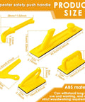 Five Piece Safety Push Block And Push Stick Set for woodworking showing size and material details