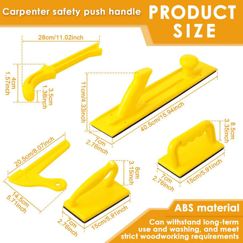Five Pack Safety Push Blocks And Push Sticks Set For Table Saw Band Saw And Router Table, ABS material, product dimensions