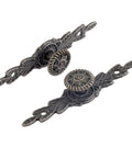 Two Piece Set Antique European Flower Handle Pull In Antique Bronze Finish Zinc Alloy Mini Knob With Four Screws on display
