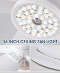 Close-up of LED lights on Low Profile 36 Inch Ceiling Fan With Remote And App Control, Dimmable LED Lights, DC Inverter Motor, Flush Mount.