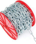 Size 2/0 Diameter 100-Foot Zinc Plated Tie Out Chain For Hanging Garden Baskets, on red spool, Straight Link Welded
