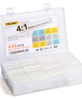 Heat Shrink Tubing Kit 446 Pcs Adhesive Lined Clear Shrink Wrap Four to One Ratio Industrial Grade Tubing Marine Grade open box