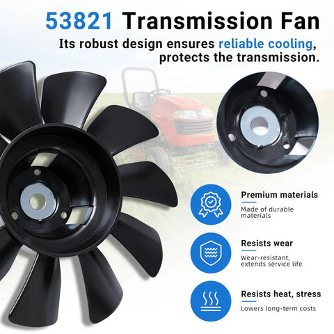 Black 53821 Transmission Fan 7 Inch 10 Blade Pump Cooling Fan for Lawn Tractor Transaxle Fits 53821 Heavy Duty Construction