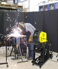 Heavy Duty 3 Tier Welding Cart For MIG TIG Plasma Cutter With 400 Lbs Capacity in use, showing welder and cart setup