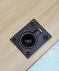 Flush Ring Pull Stainless Steel Boat Hatch Latch And Cabinet Flush Mount Lifting Ring Pull Handle Black installed on wood