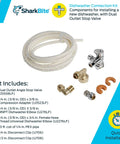 Dishwasher Connection Kit With Push To Connect Brass Fittings For PEX Copper CPVC PERT HDPE, dual outlet valve, adapters.