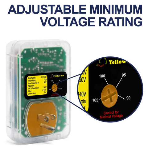 Two Pack Surge Protector For Home Appliances With Auto Voltage Protection 110V 15A Red showing voltage adjustment dial