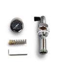Alto Dual Boiler Espresso Machine With PID Control And Flow Adjustment For Top Shelf Precision Shots With Built In Timer and Pro Steam Paddle components including pressure gauge, valve, spring, and tool.