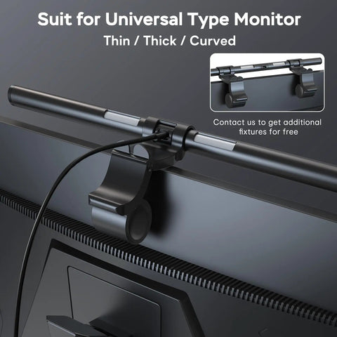 Monitor Light Bar For Eye Comfort And True Color CRI 95 Reading Lamp USB Dimmable Backlit Desk Light attached to monitor