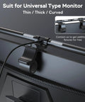 Monitor Light Bar With Remote for Eye Comfort and No Glare Screen Lighting attached to back of curved monitor, USB powered