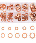 100 Piece Copper Crush Washer Kit With Nine Sizes From M5 To M14 For Oil Drain Plugs Banjo Bolts And Flat Gasket Seals Built For Your Auto Ride And Bike Maintenance