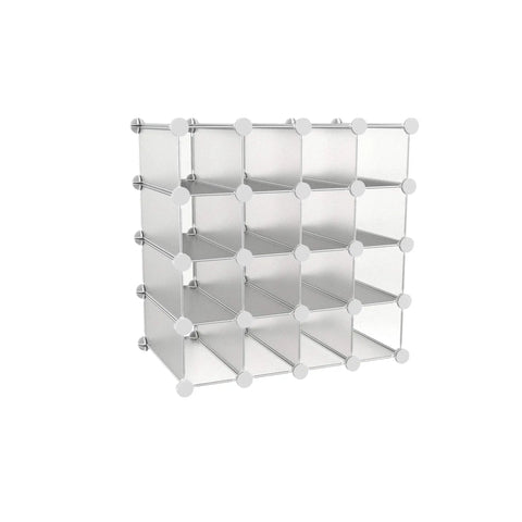 16 Cube Organizer Shelves With Interlocking System Dope Storage Solution Customizable Stackable Modular Cubby Storage For Home Organization White Durable ABS Plastic Connectors For Easy Built In Flexibility