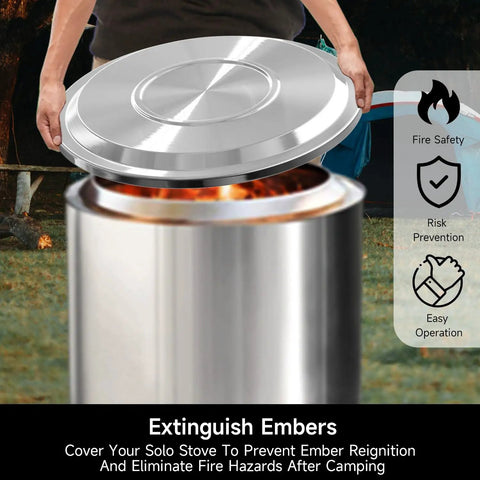 Heavy Duty 19.5 Inch Fire Pit Lid For Bonfire Smokeless Firepit Fits Solo Stove Bonfire 1.0 And 2.0 Stainless Steel Weatherproof Cover