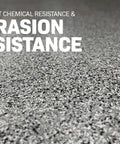 Textured close-up of Pro Level Polyaspartic Fast Cure Topcoat For Garage And Warehouse Flake Floor Systems Includes 2 Gallon Kit.