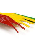 No Brainer 8 Piece Brake Lining Thickness Gauge Set With Color Coded Steel Blades displaying red, yellow, green gauges for measuring brake pads.