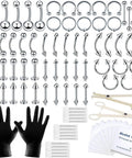84 Piece Body Piercing Kit With 14G And 16G Jewelry For Nose Tongue Lip Ear Eyebrow Belly Button Cartilage Tragus Industrial