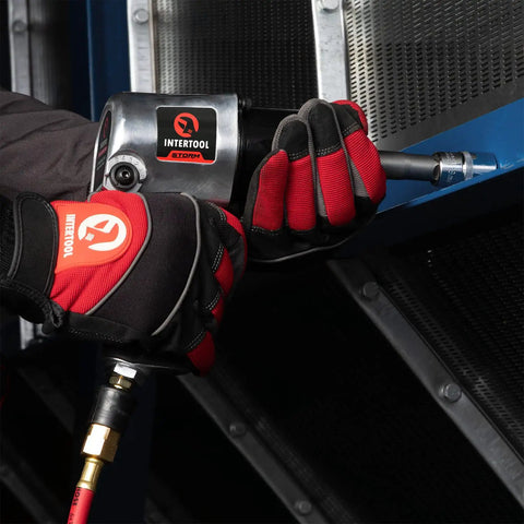 Worker using Air Impact Wrench One Half Inch Square Drive With Three Inch Extended Anvil For Lug Nuts And Bolts