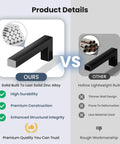 Comparison of solid zinc alloy vs hollow build for 30 Pack 5 Inch Hole Center Kitchen Cabinet Handles Solid Zinc Alloy Square Drawer Pulls Matte Black Heavy Duty Rugged Durable Cabinet Hardware For Kitchen Bath Dresser And Furniture Built To Last And Easy To Install.