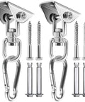 Two Pack Swing Hanger Set 304 Stainless Steel Beefy Heavy Duty Ceiling Mount Swivel Hooks 1763 Lbs Capacity For Hammock Chair Yoga Punching Bag Indoor Outdoor with screws and bolts