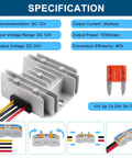12V To 24V Boost Converter 3A Waterproof Power Module for golf carts, club cars, and recreational vehicles with specifications.